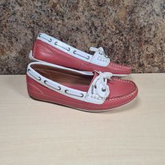 womens SEBAGO BALA BOAT shoes flats driving loafers salmon white Size UK 5 W EU 38 W