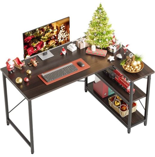 L Shaped Desk Small Corner Desk with Shelves 120CM Reversible Computer Desk Writing Table with Bookshelf for Home Office Small Space LOTS OF COLOURS AVAILABLE, SEE PHOTOS (FREE POSTAGE)