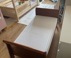 Solid Wood Sleigh Toddler Bed & Mattress 140x70