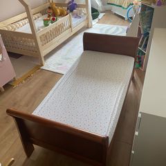 Solid Wood Sleigh Toddler Bed & Mattress 140x70