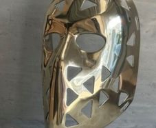 Mask Sculpture On Stand - Polished Bronze