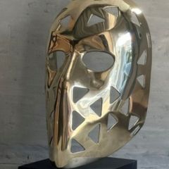 Mask Sculpture On Stand - Polished Bronze