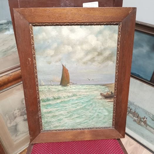 Marine Scene oil on board c1900