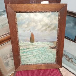 Marine Scene oil on board c1900