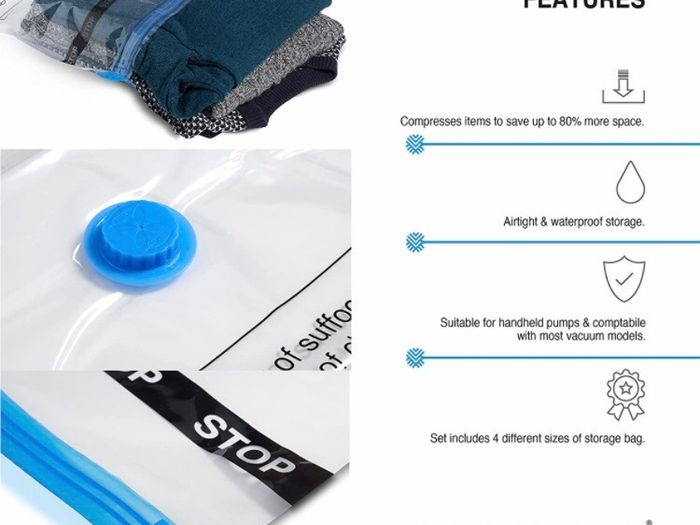 20 Heavy Duty Vacuum Storage Bags Set with Pump