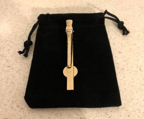 Mid Century Gold-Tone Green Stone Tie Clip