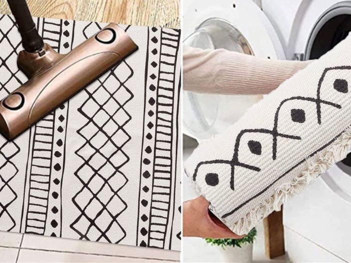 Cotton Area Rug Runner for Hallway, Throw Rugs for Bedroom, Woven Area Rug Indoor, Runner Rug for Kitchen