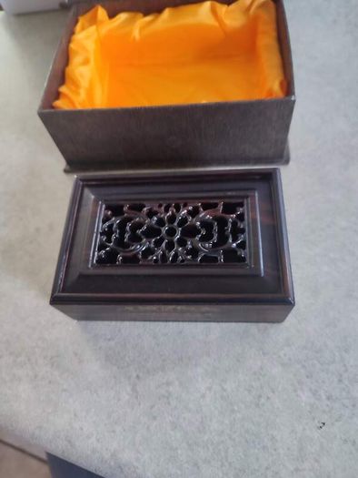 Ebony Wood Small Trinket Box inside presentation box engraved business school shenzhen university.