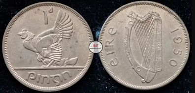 [#2315] - Ireland 1950 | Irish 1d | One Penny | KM.11 | UNC