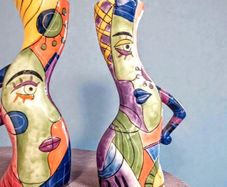 Abstract pair of Picasso candlesticks