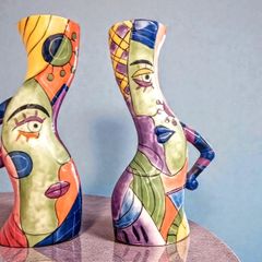 Abstract pair of Picasso candlesticks