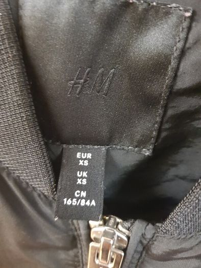 Long black heavy zipped sleeved jacket, Size - XS