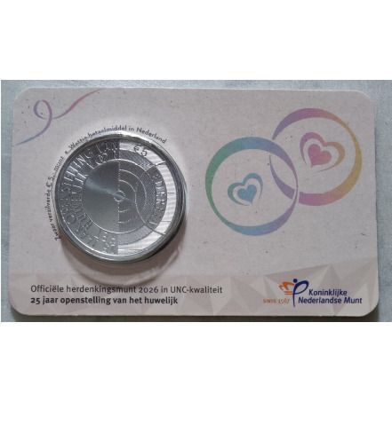 Netherlands 5 Euro Uncirculated Coin 2026 - 25 Years Equal Marriage