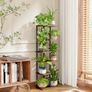 6 Tier Plant Stands Indoor, Corner Shelf Tall Plant Stand for Multiple Indoor Plants, Metal Tiered Display Stand for Living Room Balcony Garden Patio, Brown Image 5