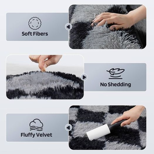 Rugs Living Room 160x230cm- Fluffy Shaggy Area Rugs for Bedroom - Large Anti Slip Carpet - Washable Modern Floor Carpets