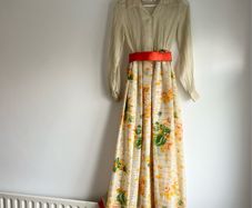 Victor Costa vintage Orange floral maxi dress size small