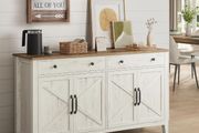 Kitchen Cabinet, Sideboard with Drawers, Storage Cabinet with Doors, Adjustable Shelf, Country House Style, for Living Room, Kitchen, Dining Room, 40 x 140 x 80 cm, Vintage White/Honey Brown