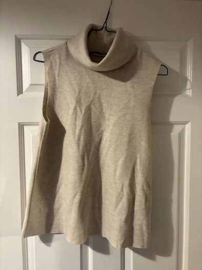 Zara beige polo neck sleeveless knit top size S