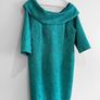 Pre Owned Coco Doll Teal Jacquard Off-The-Shoulder Cocktail Dress Image 3