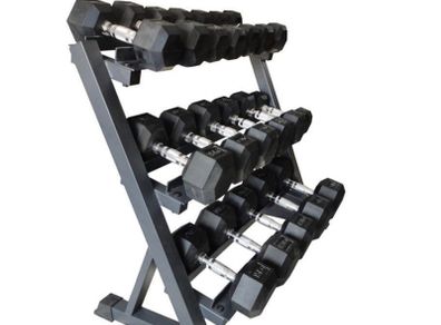 Hex Dumbbells 2.5kg - 20kg + 3 Tier Storage rack