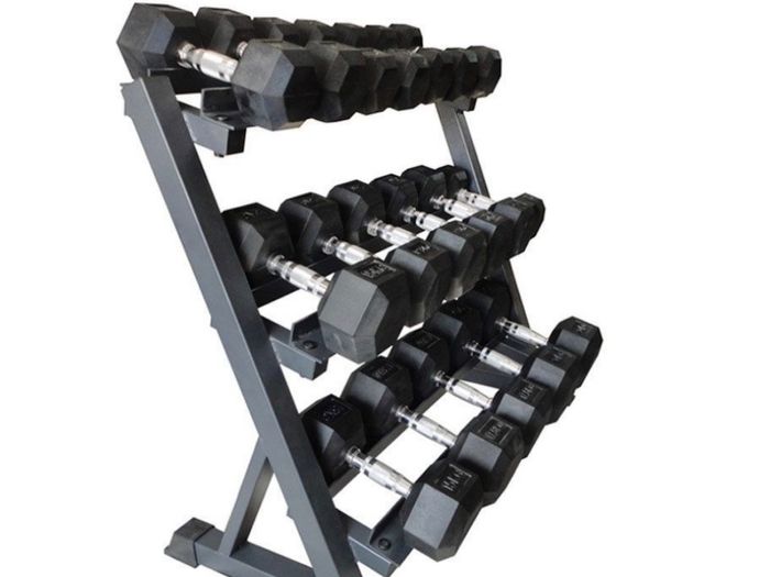 Hex Dumbbells 2.5kg - 20kg + storage rack