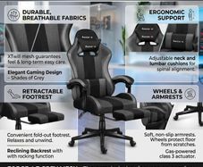 Huzaro Force 4.7 Grey Mesh Gaming Chair with Footrest