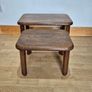 Pair of Vintage Mid-Century Brutalist Oak Nesting Tables Image 4