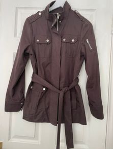 Brown Mint Velvet Belted Jacket - Size 12