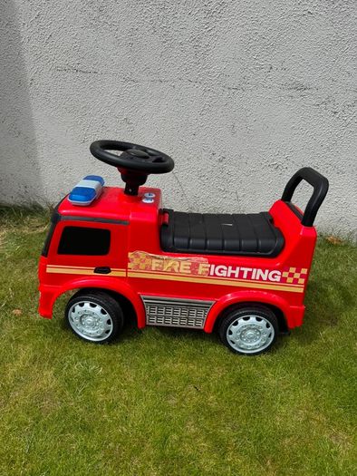 Fire fighter sit on truck