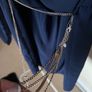 River Island Navy Dress with Gold Belt Size 10 Image 3