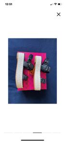 Tory Burch flat form woven rafia and 80mm espadrille sandals