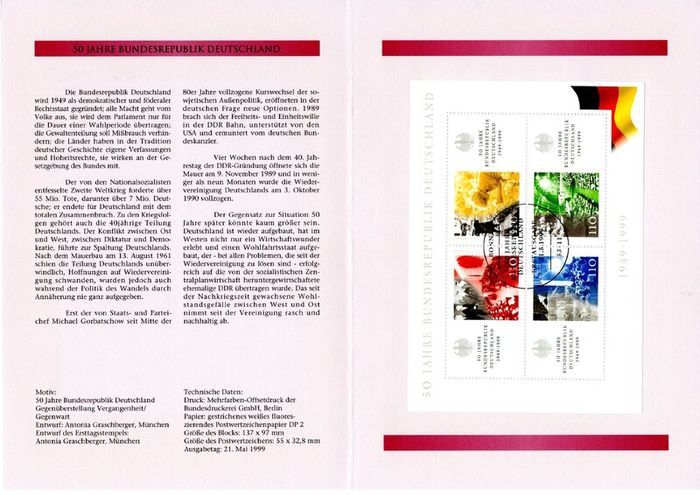 1999 Bundes Republic Deutschland (Germany) Federal Annual Stamp EFT Collection with 42 images of contents
