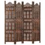 Hand carved 4-PanelRoom Divider Brown 160x165 cm Solid Mango Wood Image 6