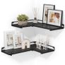 MULTIPLE COLOURS AVAILABLE Floating Shelves, Set of 2, L-Shaped Corner Shelves for Wall, Corner Wall Shelf, Industrial Style, for Living Room, Bedroom, Kitchen, Black Image 2