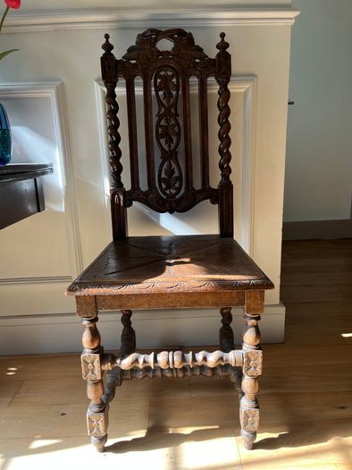 Pair Antique Gothic Revival Hall Chairs