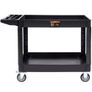 Utility Service Cart, 2 Shelf 249.5 kg Heavy Duty Plastic Rolling Utility Cart with 360 Swivel Wheels (2 with Brakes), Large Lipped Shelf, Ergonomic Storage Handle for Warehouse/Garage/Cleaning Image 10