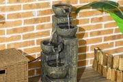 4 Tier Garden Water Fountain with Stone Look Bowls and Adjustable Flow