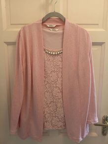pink boutique and cardigan top size 12
