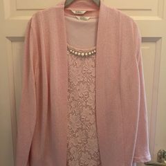 pink boutique and cardigan top size 12