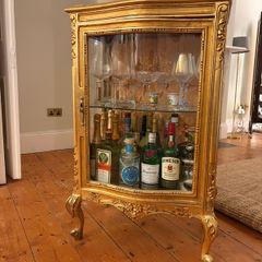 Gold antique drinks glass cabinet