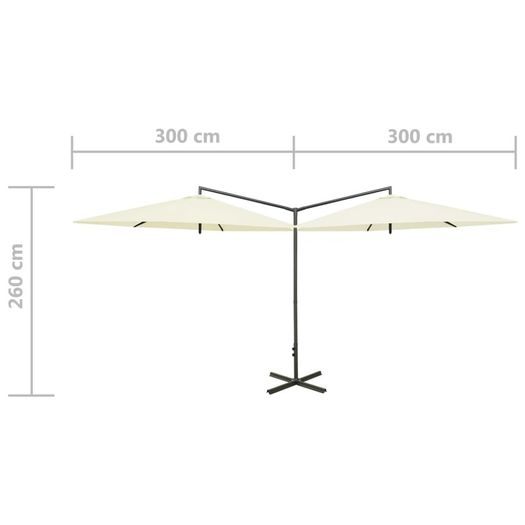 Double Parasol with Steel Pole Sand 600 cm