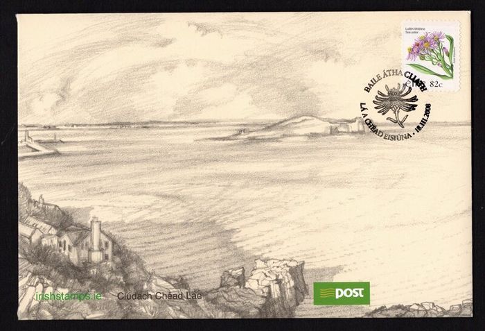 2008 Ireland Sixth Definitive Series Wild Flowers of Ireland 82c Sea-Aster self-adhesive booklet An Post First Day Cover (FDC)