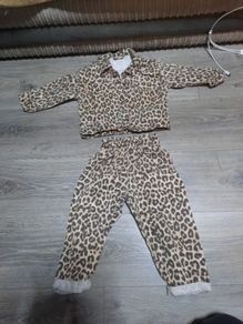 leopard print denim jacket and jeans