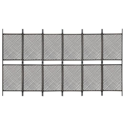 Fence Panel Poly Rattan 3.6x2 m Brown