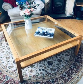 Glass Coffee Table with storage and Lamp Table