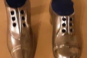 two nice white metal pin cushions