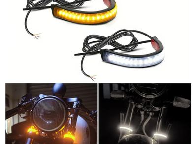 2pcs Flexible Switchback Dual-Colour White & Amber Motorcycle