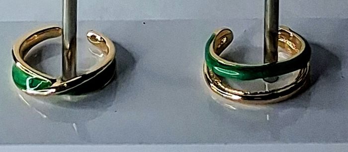 Gold & Green Oil Drip Style Twist Stacking Rings