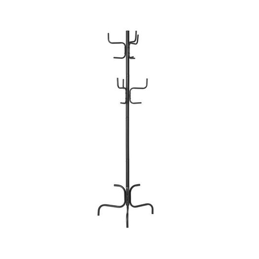 coat rack, clothes rack, 6 hooks, made of steel, for coats, hats, bags, 54 x 54 x 171,1 cm, black