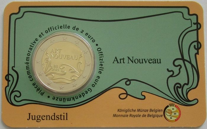 Belgium 2 Euro Commemorative Coin 2023 - Art Nouveau.BU. Coincard.
